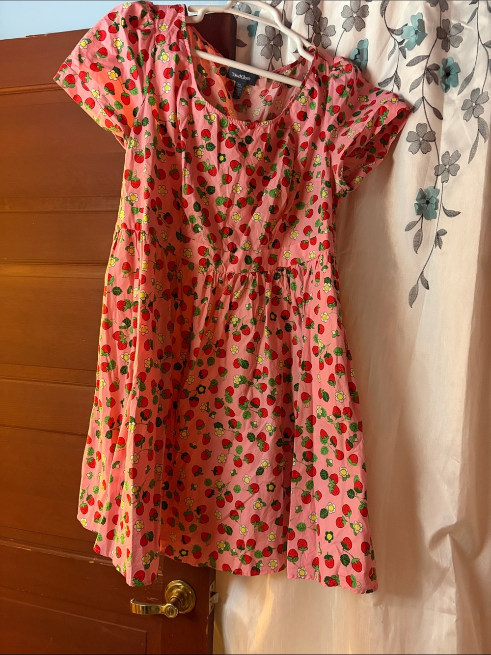 ModCloth Pink Strawberry-Print Mini Dress